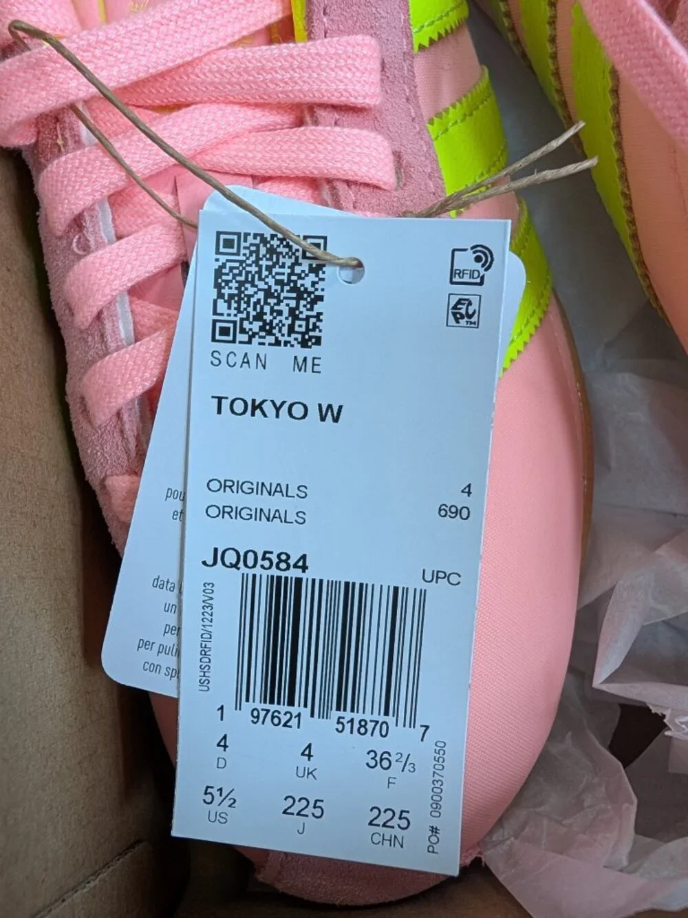 NEW Adidas Tokyo W Pink Neon Green Sneakers 5.5Y/6.5 Women’s NWT Box